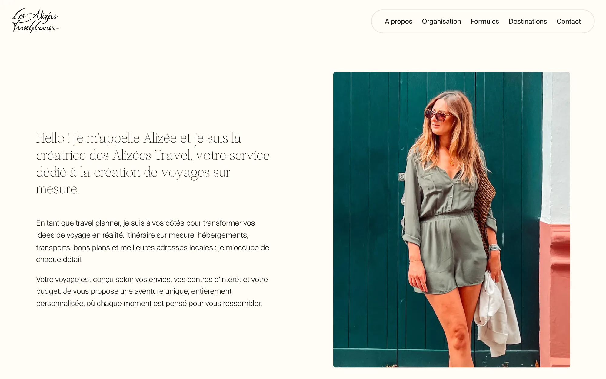 Les Alizées Travel, présentation d’Alizée sur la page d’accueil