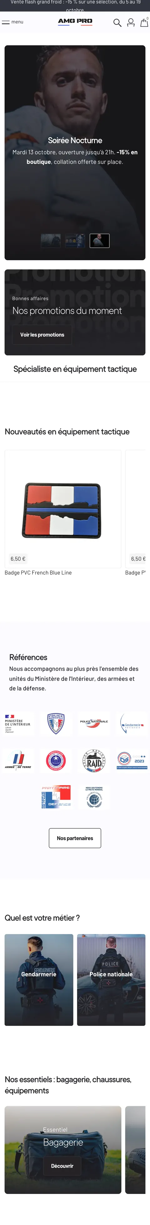 AMG Pro sur mobile, page d’accueil