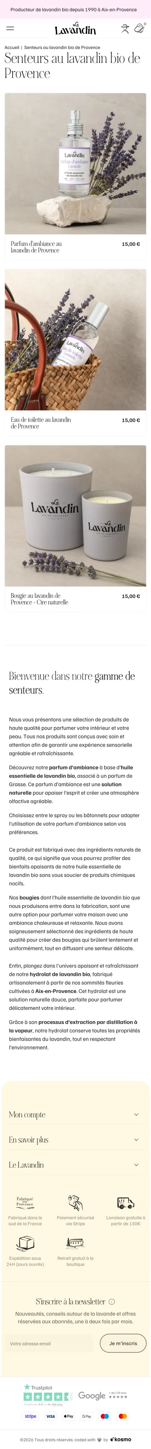 Le Lavandin sur mobile, catégorie Senteurs au lavandin bio