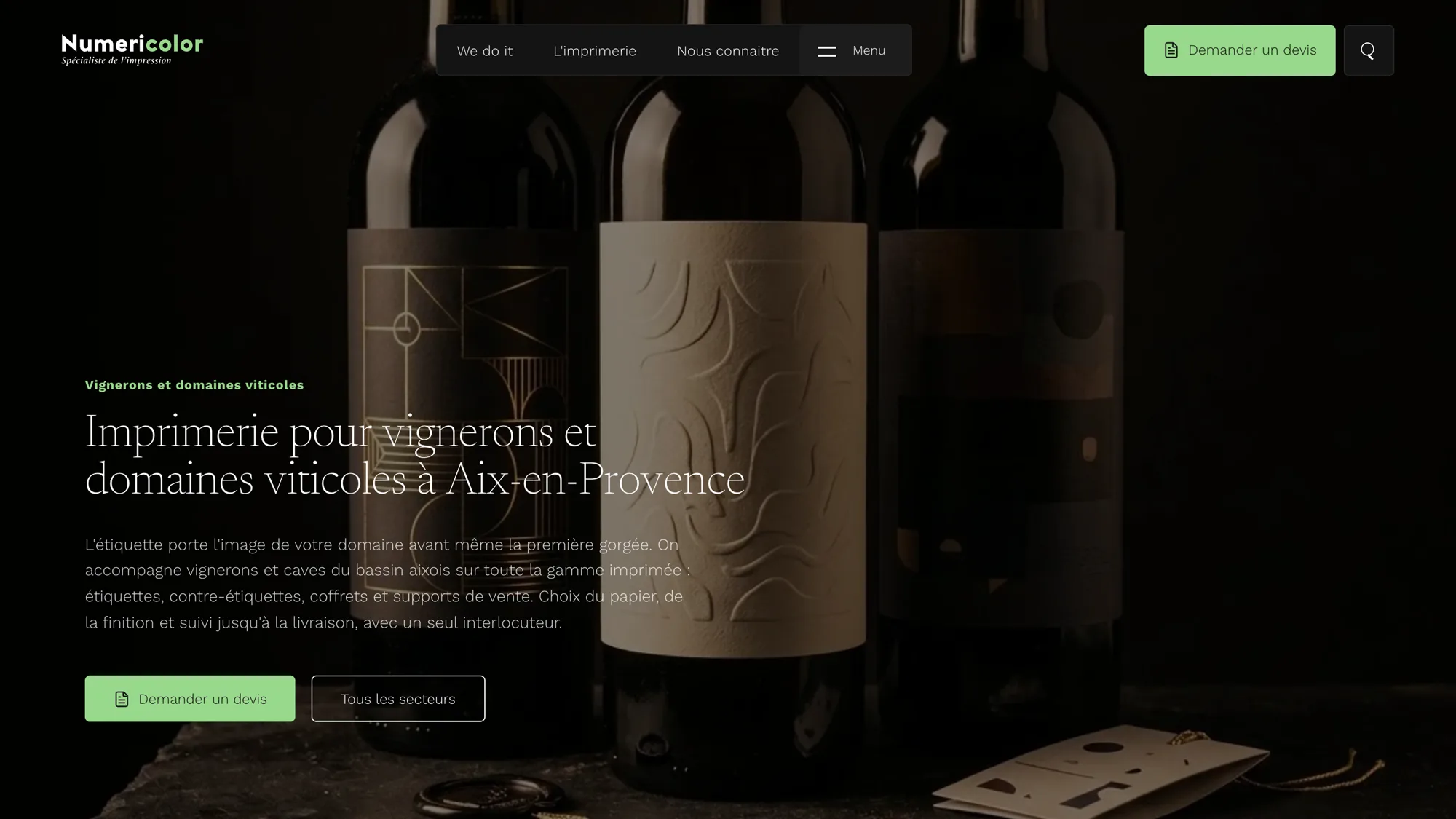 Numericolor, page secteur vignerons et domaines viticoles